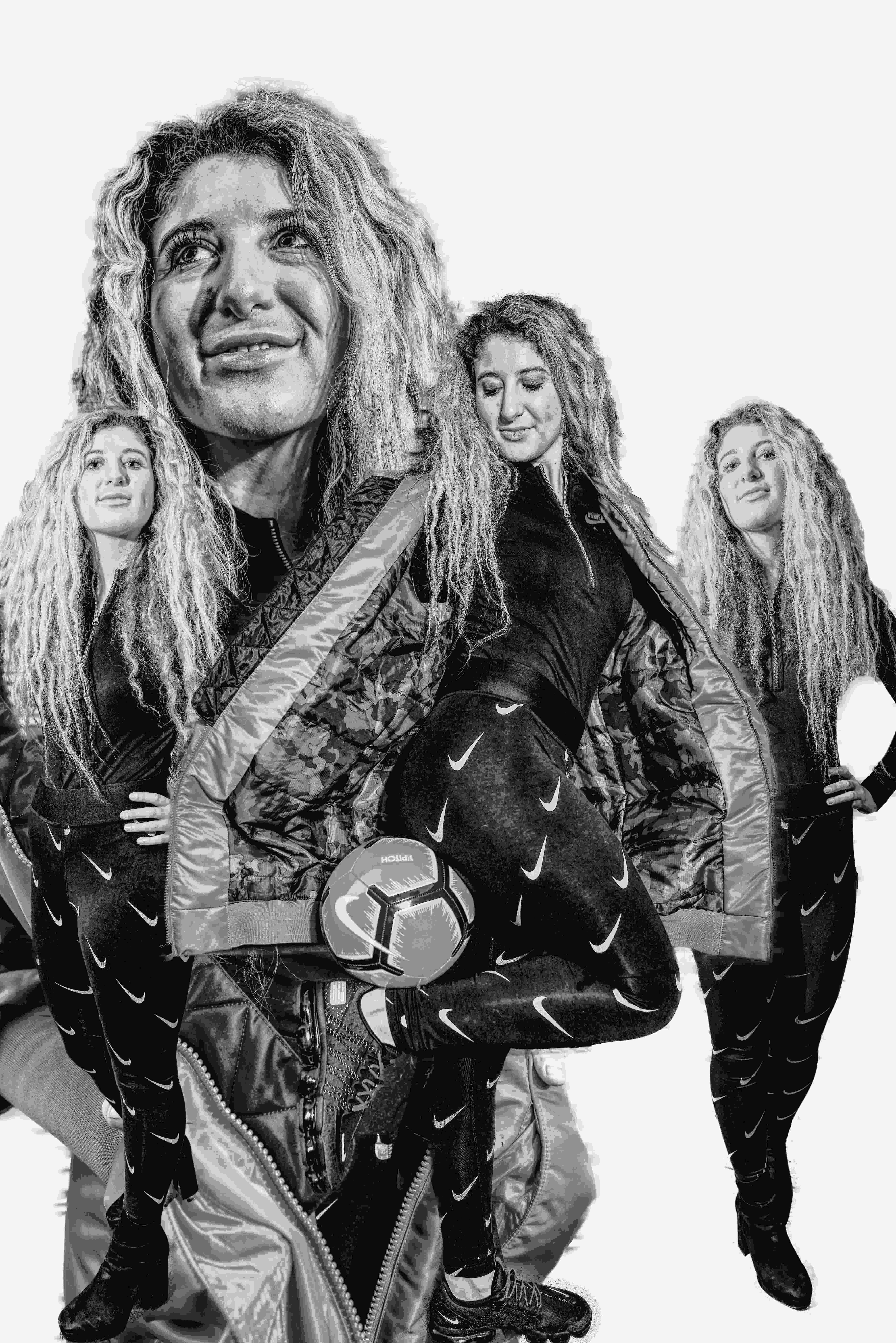 Portrait: Sam Miller — Layers in Motion - A layered black-and-white portrait blending sport, style, and presence — each frame holding its own story. Shot by Frames by Henry C.